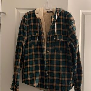 Men’s long sleeve button up w/ hood